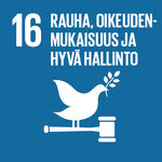 YK:n tavoite 16 rauha, oikeudenmukaisuus ja hyvä hallinto.