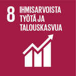YK:n tavoite 8 ihmisarvoista työtä ja talouskasvua.