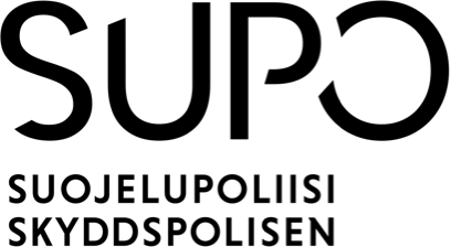 Supo-logo, nimi suomeksi ja ruotsiksi