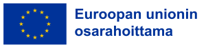EU:n osarahoittama -teksti sinisellä lipulla, jossa tähdet ympyrässä.