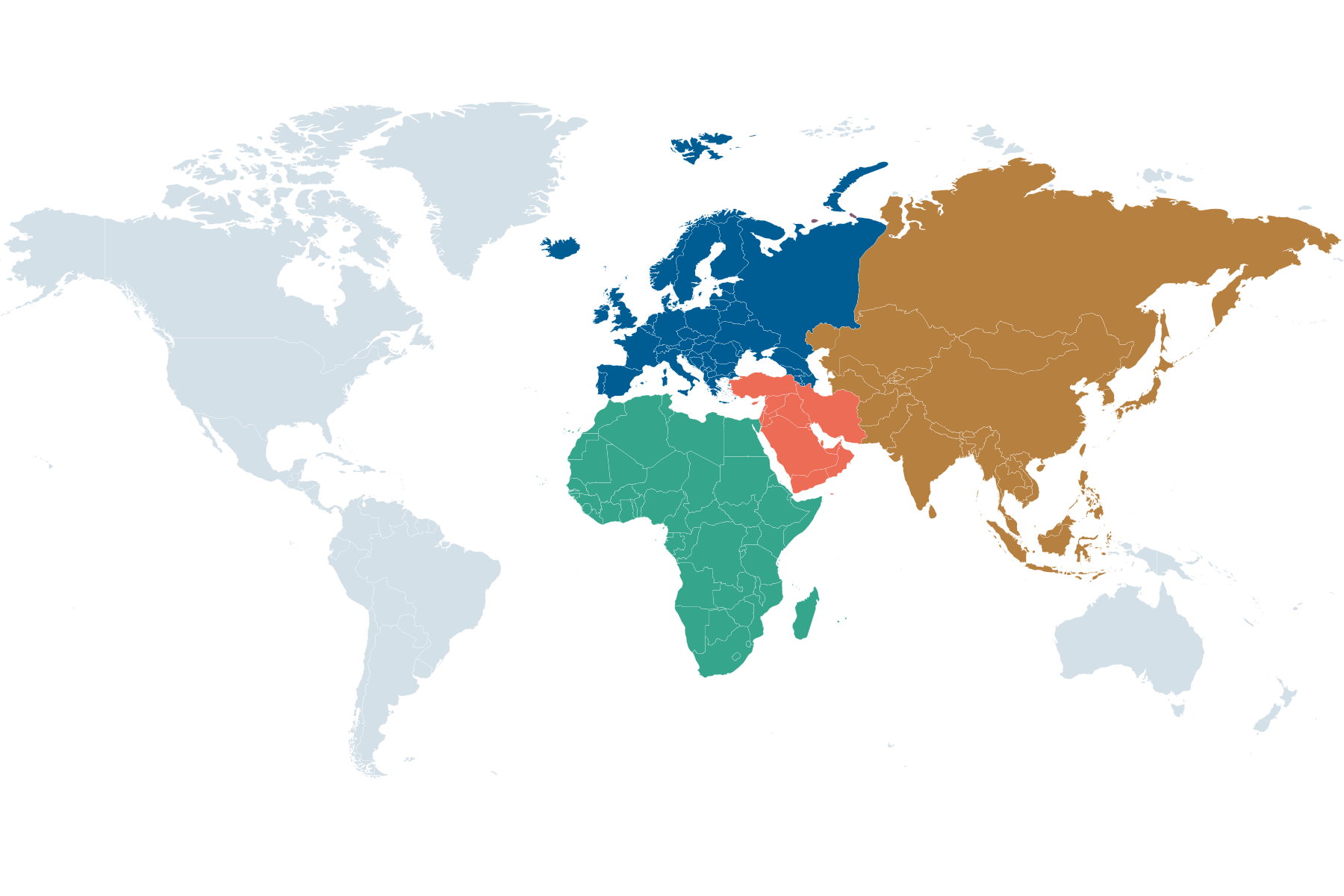  Illustration, a drawing of the world map partly coloured.